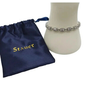 Stauer Womens Diamond Simulant Tennis Bracelet with Adjustable Fit Velvet Pouch
